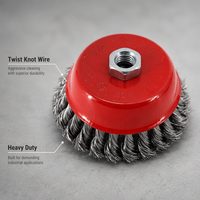 Brosse en fil d'acier noir torsadé à nœuds, robuste, pour le décapage de la rouille, le nettoyage, le polissage et l'ébavurage des métaux