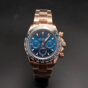 Montre chronographe à quartz pour hommes, 39mm, or rose, avec lunette couleur Mulan, verre saphir, mouvement VK63 - Product Image 1