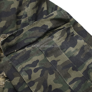 Men's Camouflage Cargo Shorts Mid Waist Elastic <b>Drawstring</b> Ripped Pockets Street Style Plus Size Bermuda Shorts - Product Image 5