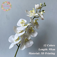Vente en gros de fleurs d'orchidées Phalaenopsis artificielles de haute qualité à 9 têtes, imprimées en 3D, blanches, roses, bordeaux