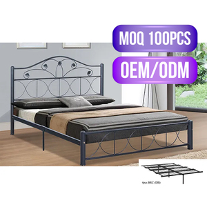 Lit double/queen Domica KD-2125 au design moderne, cadre en métal bleu antique, ensemble de chambre à coucher, meubles de maison, Malaisie, L1900xW1520xH1058mm - Product Image 1