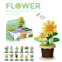 Bouquet de roses, fleurs éternelles en pot, série de plantes succulentes, blocs de construction DIY compatibles Lego, jouet d'assemblage pour enfants, modèle en boîte colorée