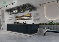 Mobilier de restauration et de bar commercial moderne avec matériaux en bois pour cafés, restaurants, salons
