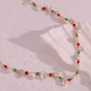 Collar de Perlas de Agua Dulce Naturales Vintage Hecho a Mano, Cadena de Cuentas Coloridas de Acero Inoxidable Chapado en Oro de 18K, Collar para Niños - Product Image 6