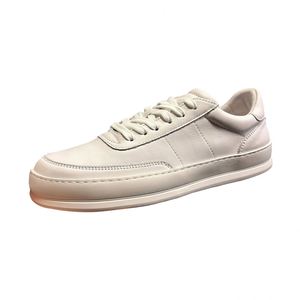 Zapatillas de cuero blancas minimalistas para hombre, zapatos hechos a mano con cordones y parte inferior baja, calzado cómodo y versátil, zapatos para caminar y hacer ejercicio - Product Image 5