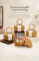 Coffret Cadeau Panier en Papier Tressé à la Main Vintage Personnalisé Sérigraphié Moulin à Café de Luxe Grains de Café Premium Tasse pour Entreprises