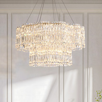 Lustre en cristal au design méditerranéen moderne, blanc chaud, base E27, en fer chromé, LED suspendu pour salon et salle à manger