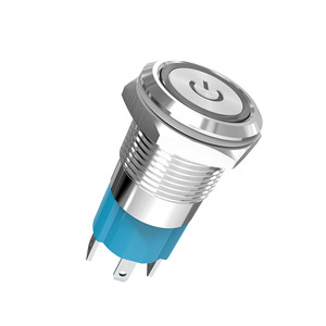 16mm 220V Round LED IP65 Stainless Steel Momentary Locking <b>Light</b> Switch with <b>Push</b> Button - Product Image 1