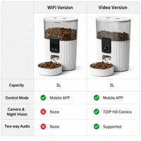 Distributeur automatique de nourriture pour animaux de compagnie intelligent WiFi 3L, contrôle par application, distributeur de nourriture pour chats et chiens, conception anti-blocage, minuterie, machine d'alimentation