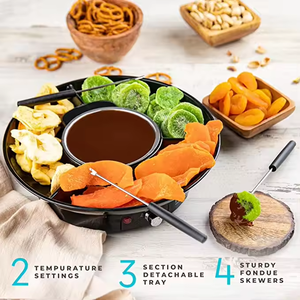 Ensemble de <span class=keywords><strong>Fondue</strong></span> <span class=keywords><strong>Électrique</strong></span> avec Plateaux de Service Détachables <span class=keywords><strong>à</strong></span> Contrôle de Température, <span class=keywords><strong>Fondue</strong></span> au Chocolat et au Fromage, avec 2 Fourchettes <span class=keywords><strong>à</strong></span> Rôtir - Product Image 5