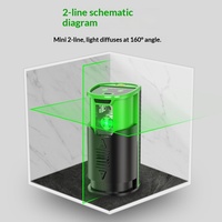 Niveau laser infrarouge portable Borka, lumière verte, instrument de nivellement à 2 lignes, dispositif de nivellement haute précision, lumière puissante