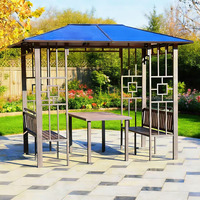 Nouvelle conception de pavillon moderne en métal pour l'extérieur, tente de jardin imperméable en métal galvanisé avec table et ensemble de meubles de jardin