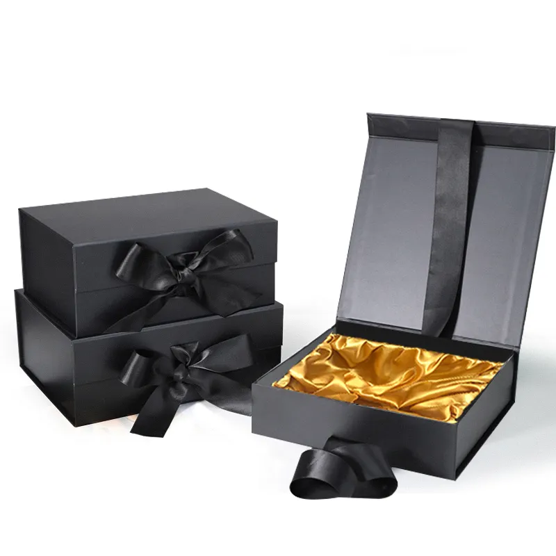 Boîte en papier magnétique pour Extension de perruque, Logo privé personnalisé avec écharpe de maquillage en Satin, boîte cadeau de beauté en carton