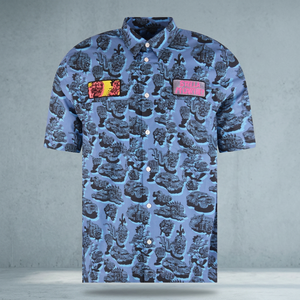 Chemise Formelle Bio Bleue Ricky pour Homme, Col Mandarin, Écologique, Respirante, Imprimé Rayé, Manches Courtes – Grande Vente Printemps - Product Image 4