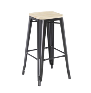 Ensemble <span class=keywords><strong>de</strong></span> <span class=keywords><strong>4</strong></span> tabourets industriels <span class=keywords><strong>de</strong></span> hauteur <span class=keywords><strong>de</strong></span> <span class=keywords><strong>bar</strong></span> en acier, empilables et sans dossier, pour l'intérieur et l'extérieur - Product Image 1