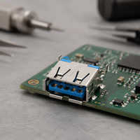 Konektor USB 3.0 Tipe A Female 9 Pin SMT Mount Port 30V 5A Berlapis Tepi Melengkung untuk PCB