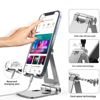 Support de téléphone portable pliable double en alliage d'aluminium personnalisé, mini support de bureau portable pour téléphone portable