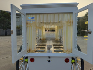 Cercueil funéraire rustique noir, voiture funéraire électrique, cercueil funéraire tiré par des chevaux à vendre - Product Image 5