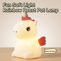 Nouvelle lampe de chevet LED rechargeable USB 5V en silicone licorne avec télécommande pour chambre d'enfant et de bébé