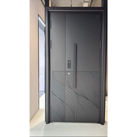 Puerta de Aluminio Fundido a Medida, Minimalista e Impermeable, para Exteriores Residenciales, Aluminio Anodizado, Cerradura Inteligente Contemporánea