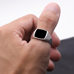 Nhẫn Men Đen Trắng Cho Nam Chất Lượng Cao Nhẫn Biểu Tượng Bạc Sterling 925 Theo Yêu Cầu - Product Image 5