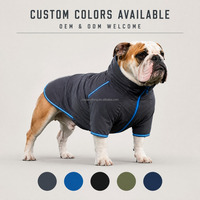 Veste d'extérieur pour chien avec col cheminée, fermeture éclair frontale, résistante à l'eau, coupe-vent, légère, avec poignets rayés pour chiens de taille moyenne à grande