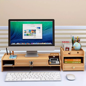 <b>Computer</b> Monitor Stand Desktop Riser With Keyboard Drawer Storage Organizer For Office <b>Desk</b> Organization Rectangle Shape - Product Image 3