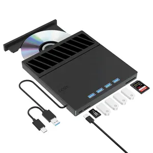 DVD Drive eksternal 7-in-1, Blu-ray Player dengan slot kartu SD TF, Drive optik USB 3.0 tipe-c BD CD DVD 7-in-1,