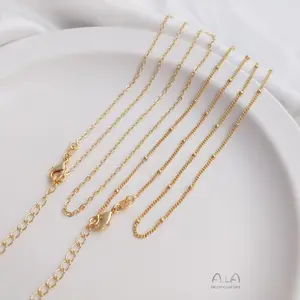 Factory Wholesale 14k Gold Necklace Sweater Chain Spacer Chain Simple Necklace With Water Droplets Extension Chains