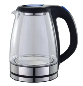 Fabricante 1.7L Electrodoméstico de cocina Jarra Café Té Calentador de agua caliente Hervidor de vidrio eléctrico