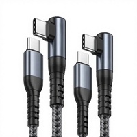 Câble USB C à angle droit de 90 degrés 100W, 5A, charge rapide, câble tressé Type C vers Type C, cordon de charge USB-C en nylon et alliage d'aluminium