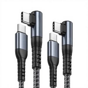 Câble USB C à angle droit de 90 degrés 100W, 5A, charge rapide, câble tressé Type C vers Type C, <span class=keywords><strong>cordon</strong></span> de charge USB-C en nylon et alliage d'aluminium - Product Image 1