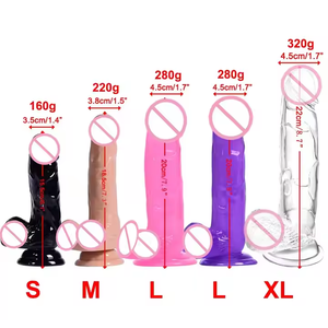 Consolador sin huevos de doble color con degradado de TPE transparente de cristal para mujer, masturbador de juguete sexual para adultos de silicona suave - Product Image 2