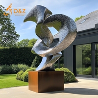 Groupe d'art D&Z Sculpture fluide moderne en acier inoxydable Grande œuvre d'art abstraite Décoration contemporaine pour la maison et le jardin Pièce maîtresse
