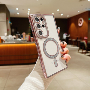 Custodia Magnetica di Lusso con Bordo Galvanizzato e Glitter a Diamante per Samsung S25 Ultra S24 S23 S22 A13 <span class=keywords><strong>A23</strong></span> A34 A54 A35 A55 - Product Image 6