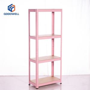 رف وردي 4 طبقات رفوف وحدة رفوف ورقية رفوف تخزين منزلية معدات رفوف معدنية - Product Image 1