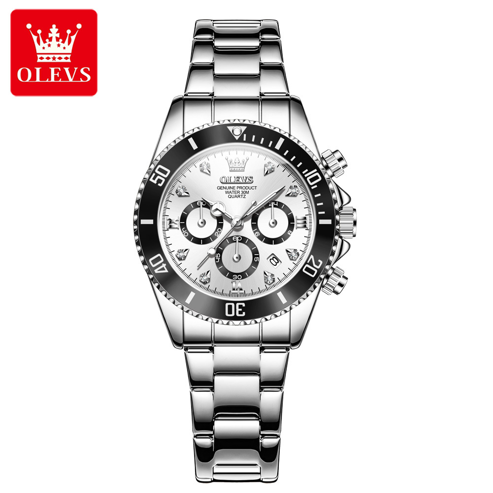 OEM 5632 Women's Quartz Watch Classic Green Dial Stainless Steel Clock Waterproof Luxury Business Chronograph Watches