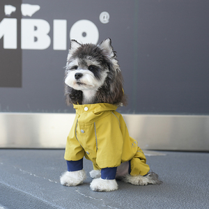 Grosir jaket hujan anjing jas hujan warna Solid penutup penuh dengan lubang tali hewan peliharaan kecil anjing mantel tahan air - Product Image 3
