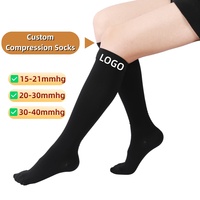 Chaussettes de compression médicale graduées à bout fermé 20-30 mmHg, bas de compression à hauteur du genou personnalisés pour hommes et femmes