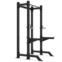 Rack de Squat Tout-en-un et Machine à Crossover avec Câbles, en Tube d'Acier au Carbone 75x75x3mm, Pile de Poids de 120kg, Bras de Sécurité et Crochets en J
