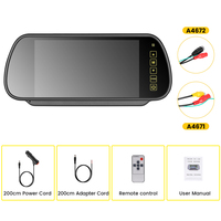 Monitor Espejo con Pantalla Táctil LCD a Color HD de 7'' Podofo con Conector RCA/Aviación, Cámara de Visión Trasera, Control Remoto, ODM/OEM