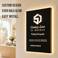 Boîte à lumière LED rectangulaire personnalisée avec logo, murale, éclairée par halo, pour publicité, studio photo de mariage, enseigne lumineuse