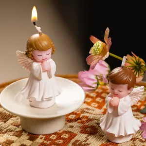 창조적 인 천사 케이크 캔들 케이크 장식 양초 아기 샤워 선물 생일 축하 파티 테이블 장식 용품 선물