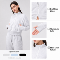 Chaqueta Deportiva Casual de Manga Larga para Mujer, con Cierre, Cuello Alto, Corte Holgado, para Yoga, Running, Gimnasio y Fitness, Otoño-Invierno