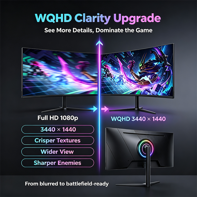 Premium 34" 2K Ultrawide Curved Monitor 200Hz 1ms WQHD 3440x1440 PC Display for High End Office and Luxury Gaming Hotel