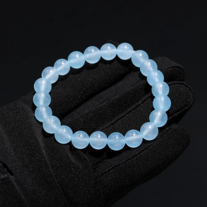Handmade Vintage Blue Quartz Beaded <b>Bracelet</b> 8mm Smooth Moon Shape <b>Healing</b> Gemstone Children's Jewelry Third Party Certified - Product Image 6