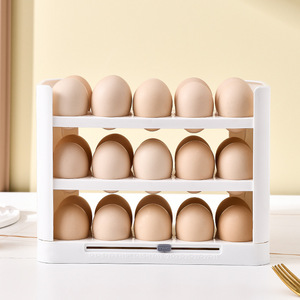 Egg Storage Box Multi Layer Flip Top Food Grade <b>Refrigerator</b> Side Door Organizer White And Green - Product Image 4