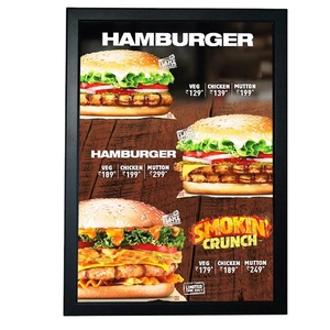 LUZ AL2130 A1 24x36 pulgadas LED Menú Tablero Pantalla Restaurante Comida Menú Precio Tablero Publicidad Caja de luz Negro/Plata - Product Image 2