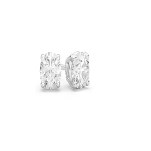 Boucles d'oreilles clous en moissanite ronde en argent 925 plaqué or rose, design unique, élégant et minimaliste pour tous les jours - Product Image 1