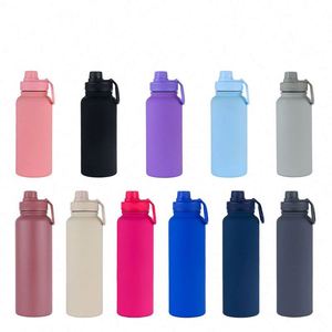 2025 Custom Logo <b>1L</b> Wide Mouth <b>Water</b> <b>Bottle</b> With Straw 32 Oz Vacuum Flask 304 Stainless Steel Double Wall Outdoor Sports - Product Image 4